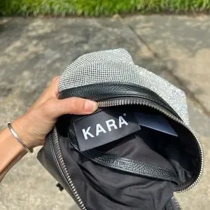 KARA Small Crystal Mesh and Leather Backpack. Kara Small Crystal Mesh Backpack Backpacks main image 4